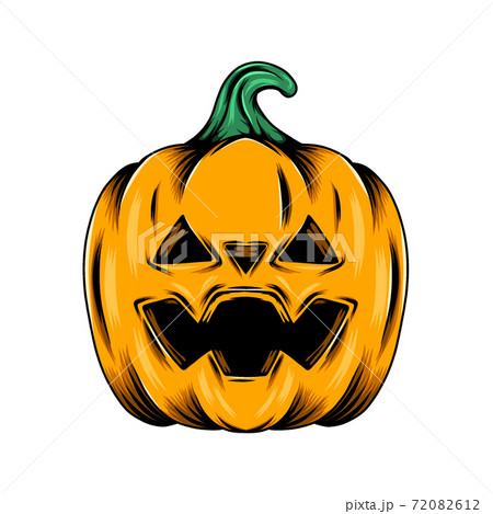 The monster yellow pumpkin with the triangle hole eyes for the decoration of Halloween 72082612