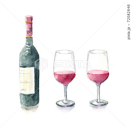 ワインとボトル 影あり 水彩イラストのイラスト素材 7646 ワインとボトル 影あり 水彩イラストのイラスト素材 7646