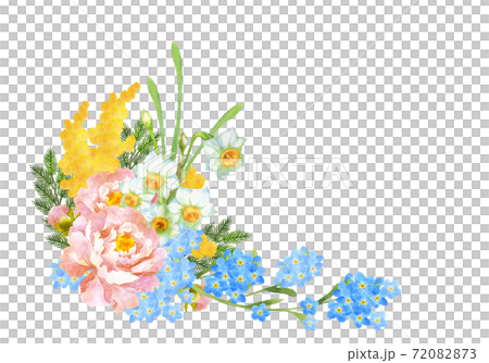 水彩の春の花のブーケ 72082873
