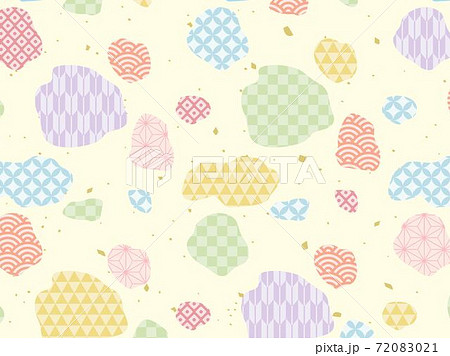 牛柄6　和柄　市松　麻の葉　青海波　カラフル　和柄 72083021