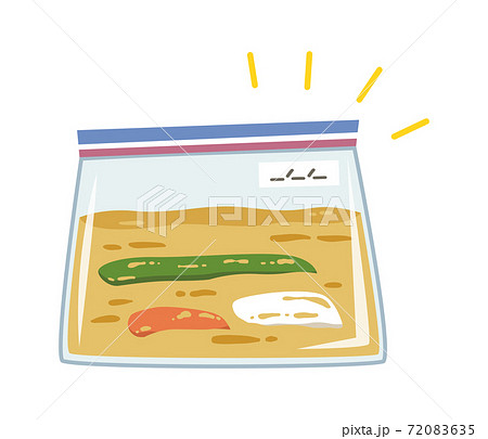 フリーザーバッグに入ったぬか床とぬか漬け野菜のイラスト 72083635