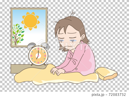 A woman who cannot get up due to lack of sleep 72083732