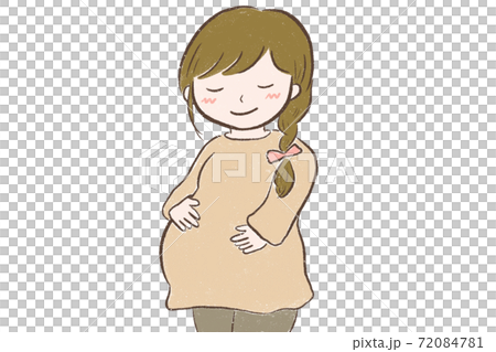 優しい顔でお腹をさする妊婦 72084781