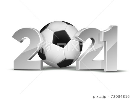 New Year numbers 2021 with soccer ball isolated on white background. 72084816