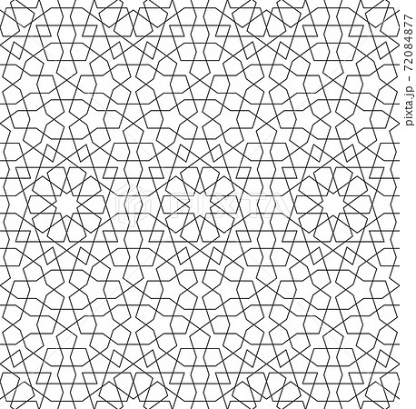 Background seamless pattern based on traditional islamic art.Black color lines. 72084877