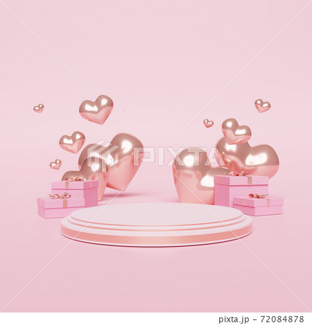 3D mockup scene with  hearts. geometry podium shape for display product, present and advertising for Happy Women's, Mother's, Valentine's Day, birthday. 72084878