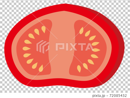 Simple illustration of tomato cross section / white background 72085432