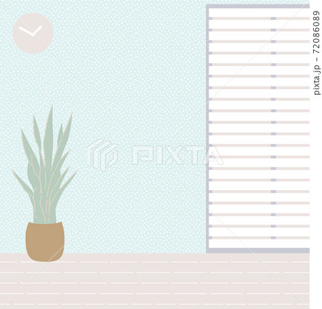 在宅勤務　在宅ワーク　リビング　サンスベリア　イラスト 72086089