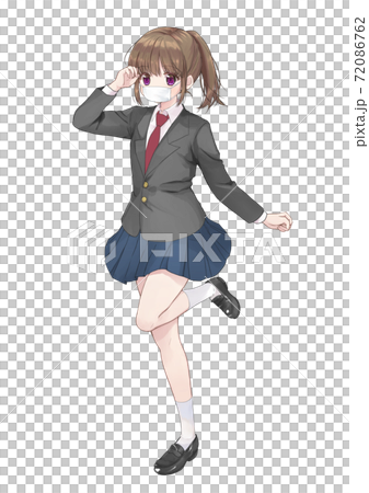 萌えタッチの女子学生　マスク（全身） 72086762
