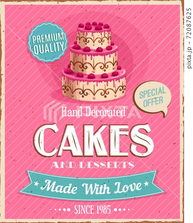 Cakes and desserts, vector hand decorated sweets 72087625