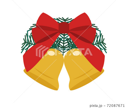 ベルとリボンのイラスト クリスマス素材のイラスト素材