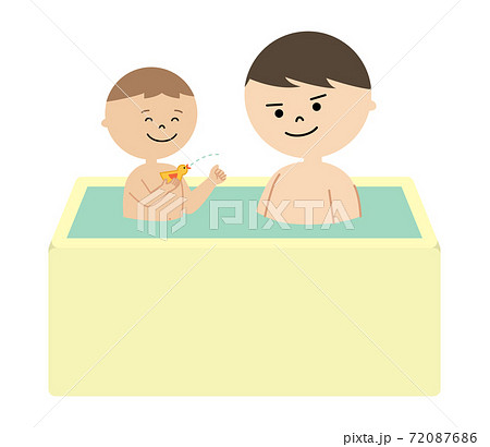お風呂に入っている男の子と男性のイラスト お風呂に入っている男の子と男性のイラスト 72087686