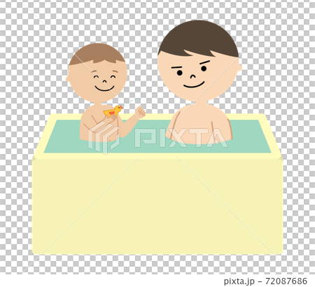 お風呂に入っている男の子と男性のイラスト お風呂に入っている男の子と男性のイラスト 72087686