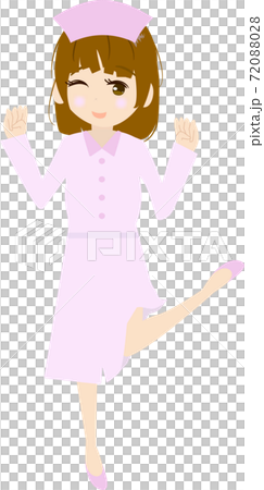 頑張るポーズをする可愛い看護師さんのイラストのイラスト素材 7028