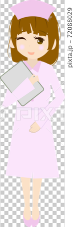 バインダーを持つ可愛い看護師さんのイラストのイラスト素材 7029