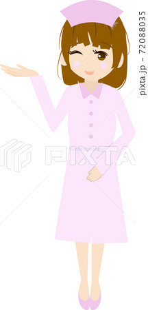 案内する可愛い看護師さんのイラスト(右手) 案内する可愛い看護師さんのイラスト(右手) 72088035