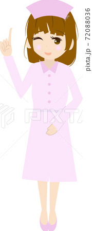 指差しする可愛い看護師さんのイラスト 72088036