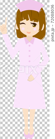 指差しする可愛い看護師さんのイラスト 72088036