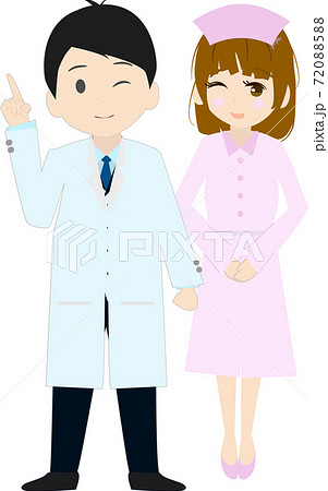 シンプルで可愛い看護師と医師のイラストのイラスト素材 75