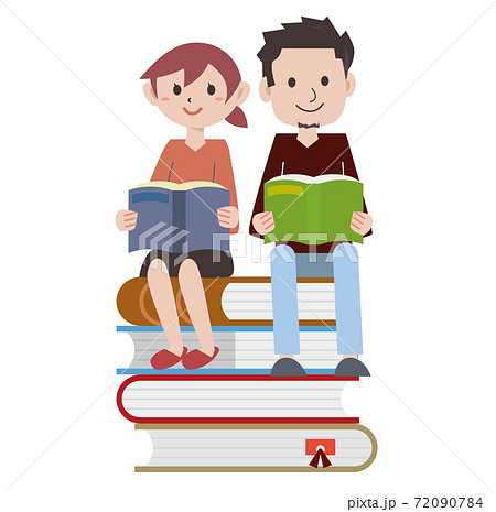 本　若い　男女　読書 72090784