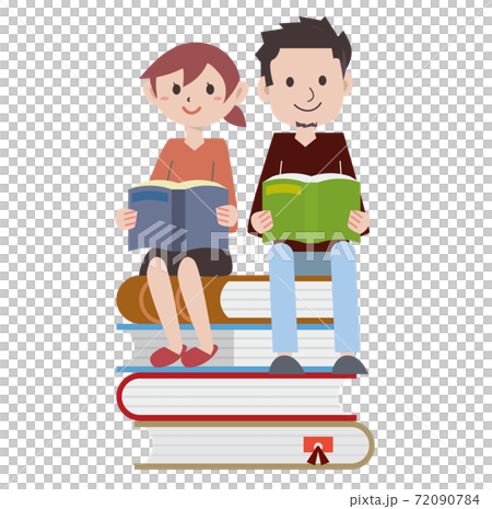 本　若い　男女　読書 72090784