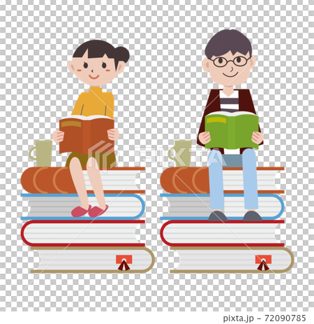 書年輕的男人和女人讀 72090785