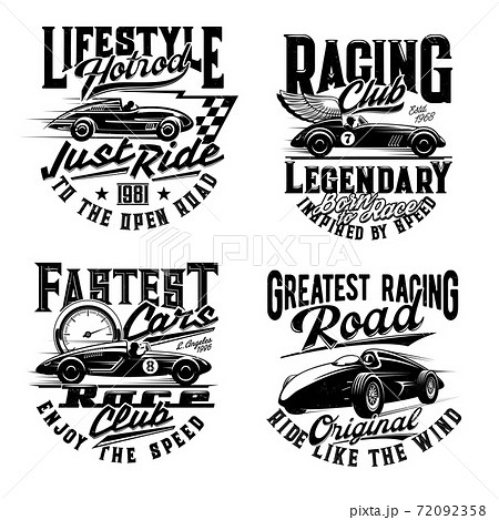 Car races t-shirt print mockup, retro automobile Car races t-shirt print mockup, retro automobile 72092358