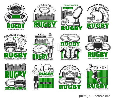 Rugby Sport Vector Icons American Football Gameのイラスト素材