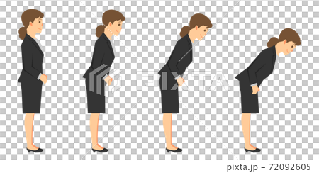 お辞儀する人　スーツ姿の女性　セット 72092605