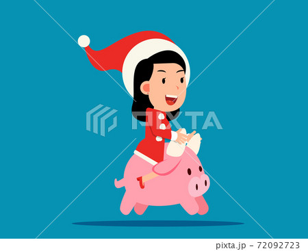 Cute santa claus ride little Ox. The Ox of the Year 72092723