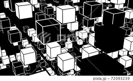 白黒の正方形によるアブストラクト シンプルなパーティクル 別verあり のイラスト素材