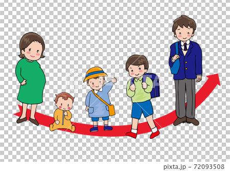 子供の成長 妊娠から赤ちゃん 学生のイラスト素材