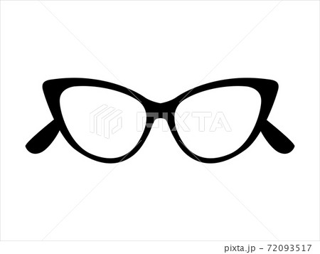 Retro icon cat's eye lens glasses isolated on background, retro black-rimmed glasses, women's and men's accessory. Optics, lens, vintage, trend. Vector illustration. Retro icon cat's eye lens glasses isolated on background, retro black-rimmed glasses, women's and men's accessory. Optics, lens, vintage, trend. Vector illustration. 72093517