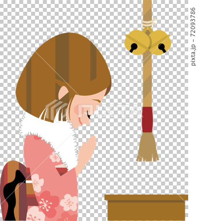 初詣する女性 初詣する女性 72093786