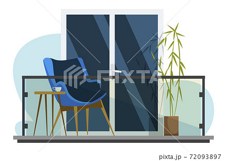 Interior design of balcony in modern residential building 72093897