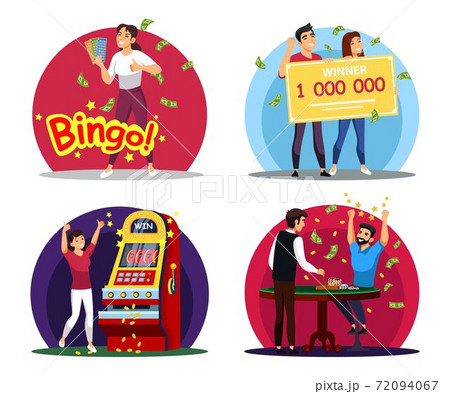 People win big money in gambling game set scene People win big money in gambling game set scene 72094067