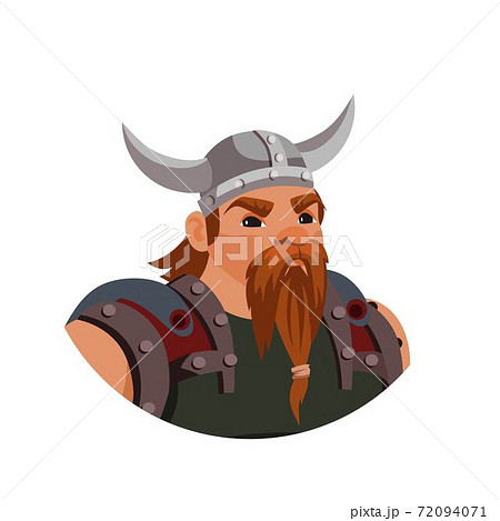 Viking in horned helmet, person portrait isolated 72094071
