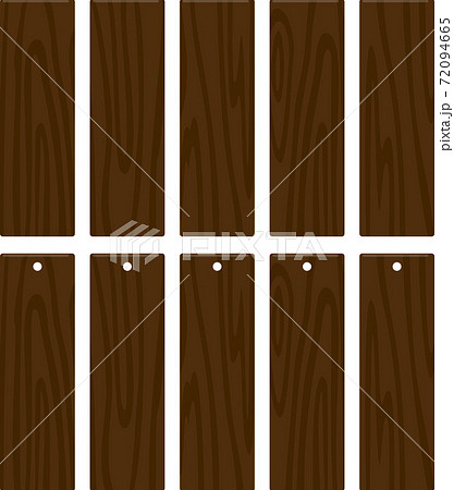 木目模様の縦長の四角いプレート 吊り札のイラスト素材