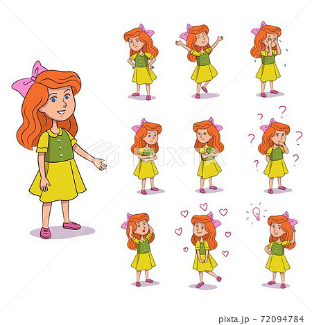 Cute girl gestures and emotions set 72094784