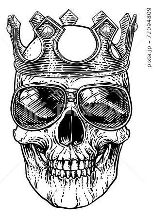 Skull Cool Sunglasses Skeleton In Shades And Crownのイラスト素材