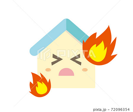 住宅キャラクターのベクターイラスト 家 住宅保険 火事 のイラスト素材