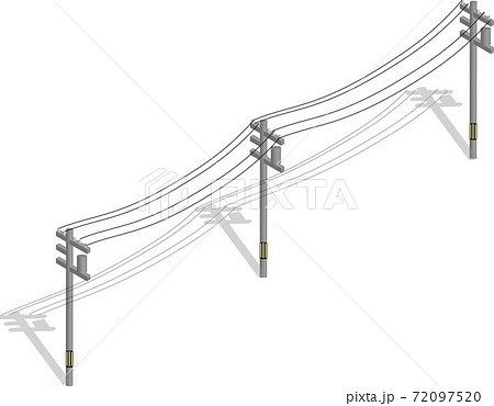 電線がかかった電柱の俯瞰イラストのイラスト素材 7975