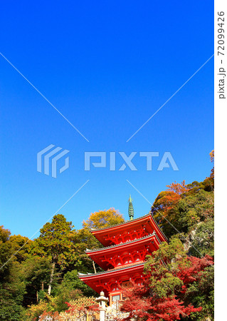 岐阜市、岐阜公園三重塔の風景 72099426