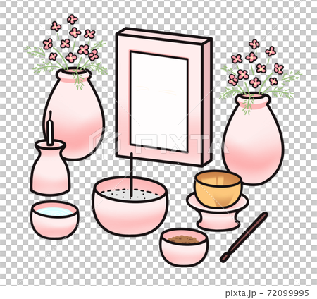 手元供養 イラスト 自宅供養 ミニ仏壇 ペットのイラスト素材