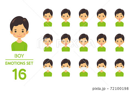 男の子の表情イラスト16点セット 72100198