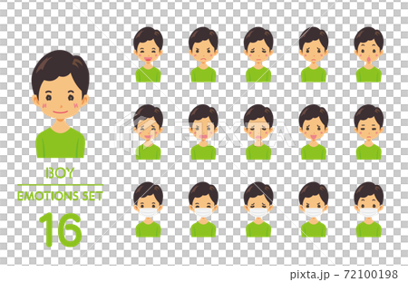 男の子の表情イラスト16点セット 72100198