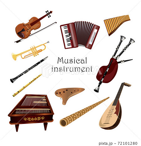 Musical instruments set icons. Illustration isolated on white background - Vector 72101280