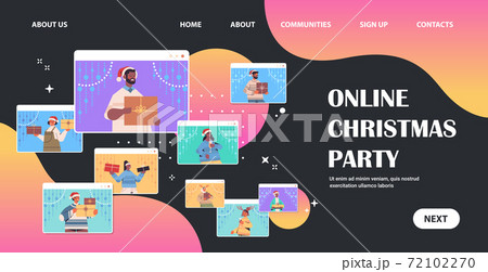 set mix race people discussing during video call happy new year merry christmas holidays celebration set mix race people discussing during video call happy new year merry christmas holidays celebration 72102270