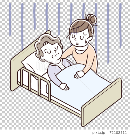 Vector Illustration Material: Young woman tired of caring for senior women 72102511