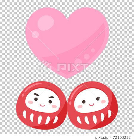 恋愛成就のかわいいだるまのイラスト_ハート 恋愛成就のかわいいだるまのイラスト_ハート 72103232